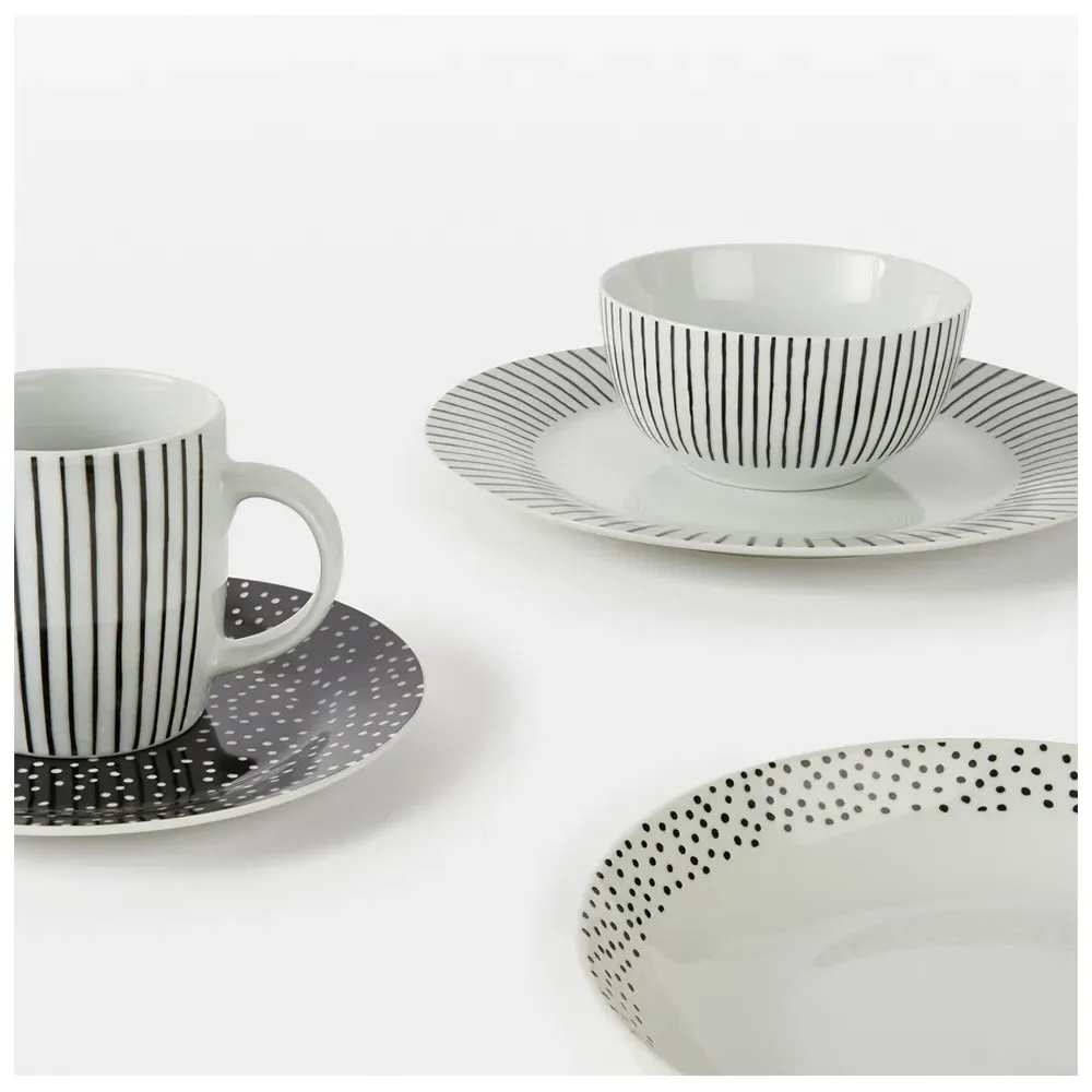 Betsy 20 Piece Dinner Set - Black, Porcelain
