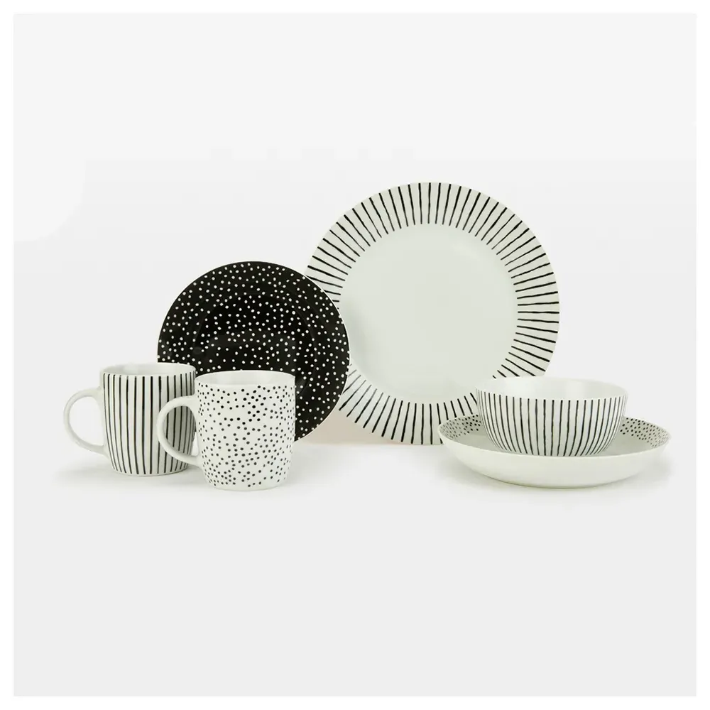 Betsy 20 Piece Dinner Set - Black, Porcelain
