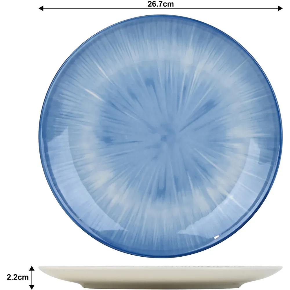 Blue Star Reactive 12 Piece Dinner Set - Blue, Porcelain