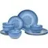 Blue Star Reactive 12 Piece Dinner Set - Blue, Porcelain