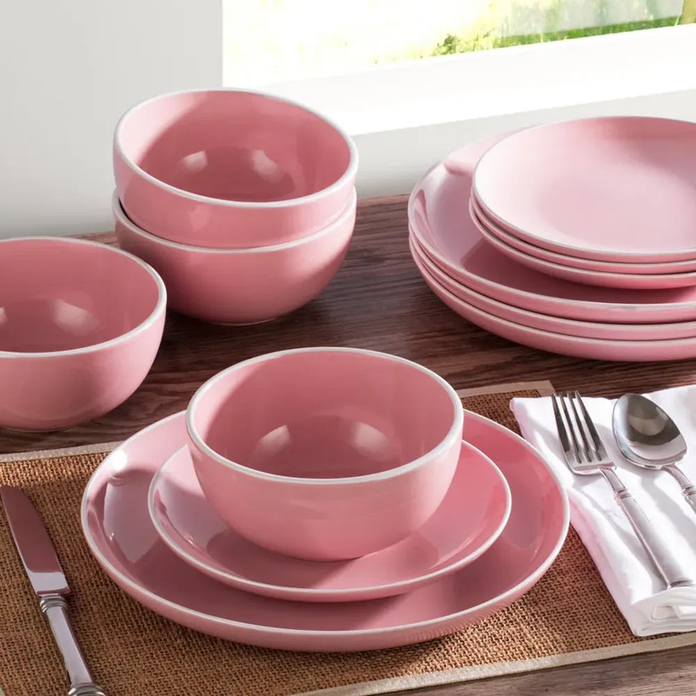 Bubble Gum 12 Piece Dinner Set - Pink