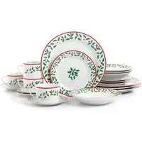 Classic Holly 20 Piece Dinner Set - White, Porcelain