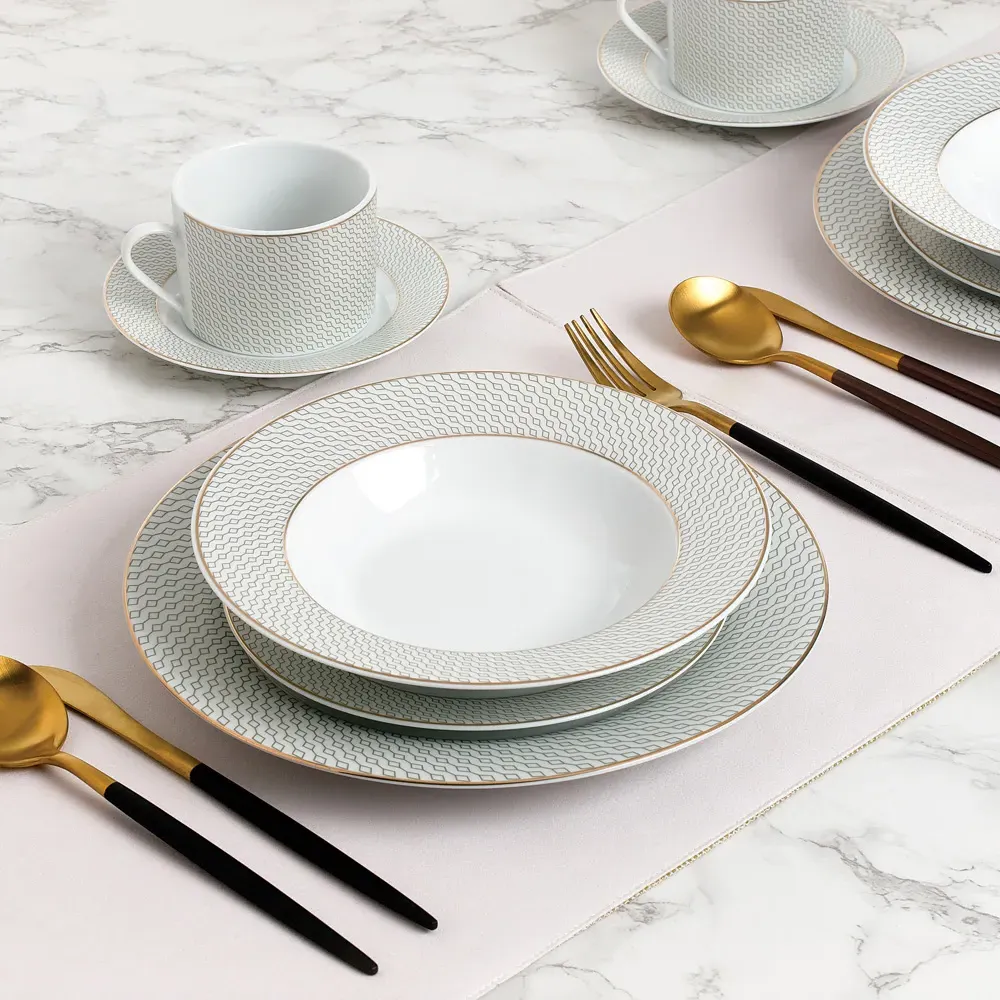 Diamond 20 Piece Dinner Set - White, Porcelain