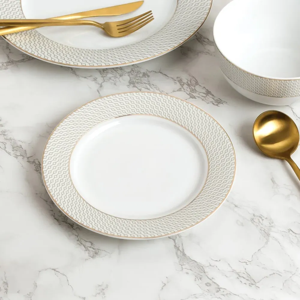 Diamond and Gold 12 Piece Dinner Set - Gold