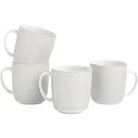 Diamond and Gold Porcelain Mug Set 4 Pack - Gold