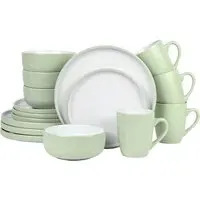 Dual Tone Pastel 16 Piece Dinner Set - Green