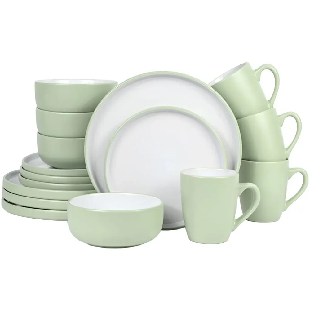 Dual Tone Pastel 16 Piece Dinner Set - Green image