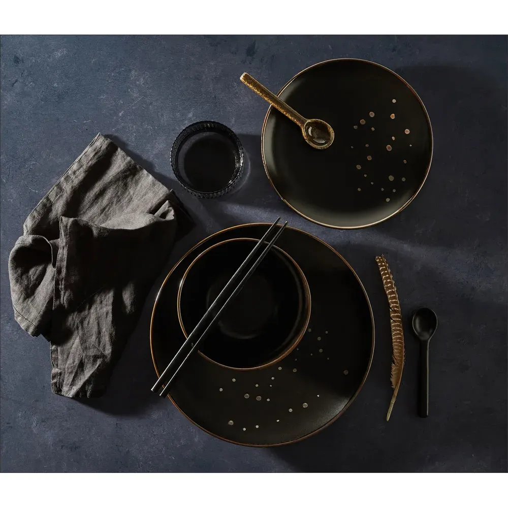 Ebony and Gold 12 Piece Dinner Set - Gold