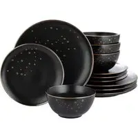 Ebony and Gold 12 Piece Dinner Set - Gold
