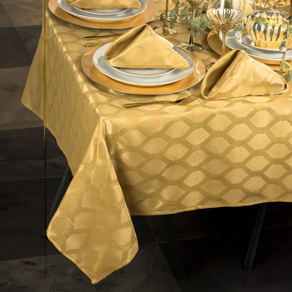 Geo Rectangle Tablecloth Set - Gold