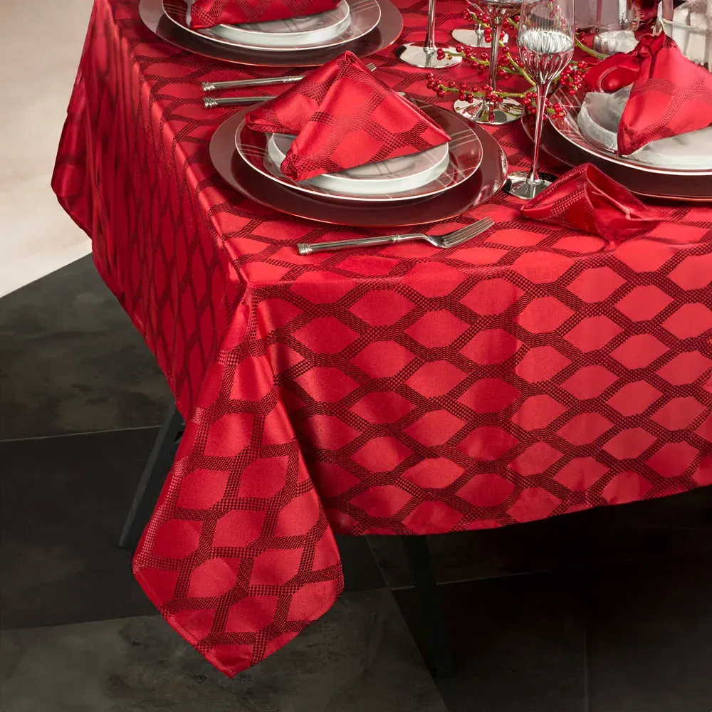 Geo Rectangle Tablecloth Set - Red