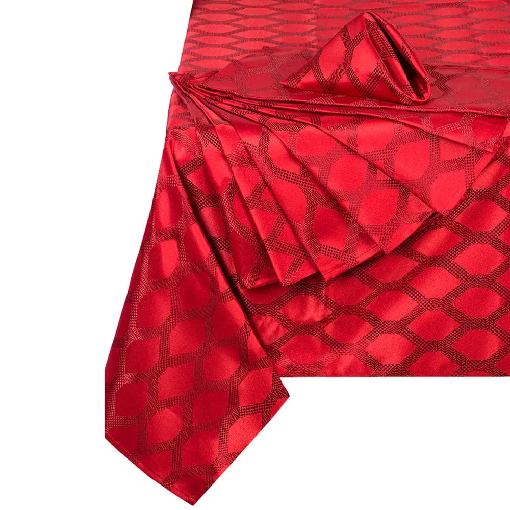 Geo Rectangle Tablecloth Set - Red