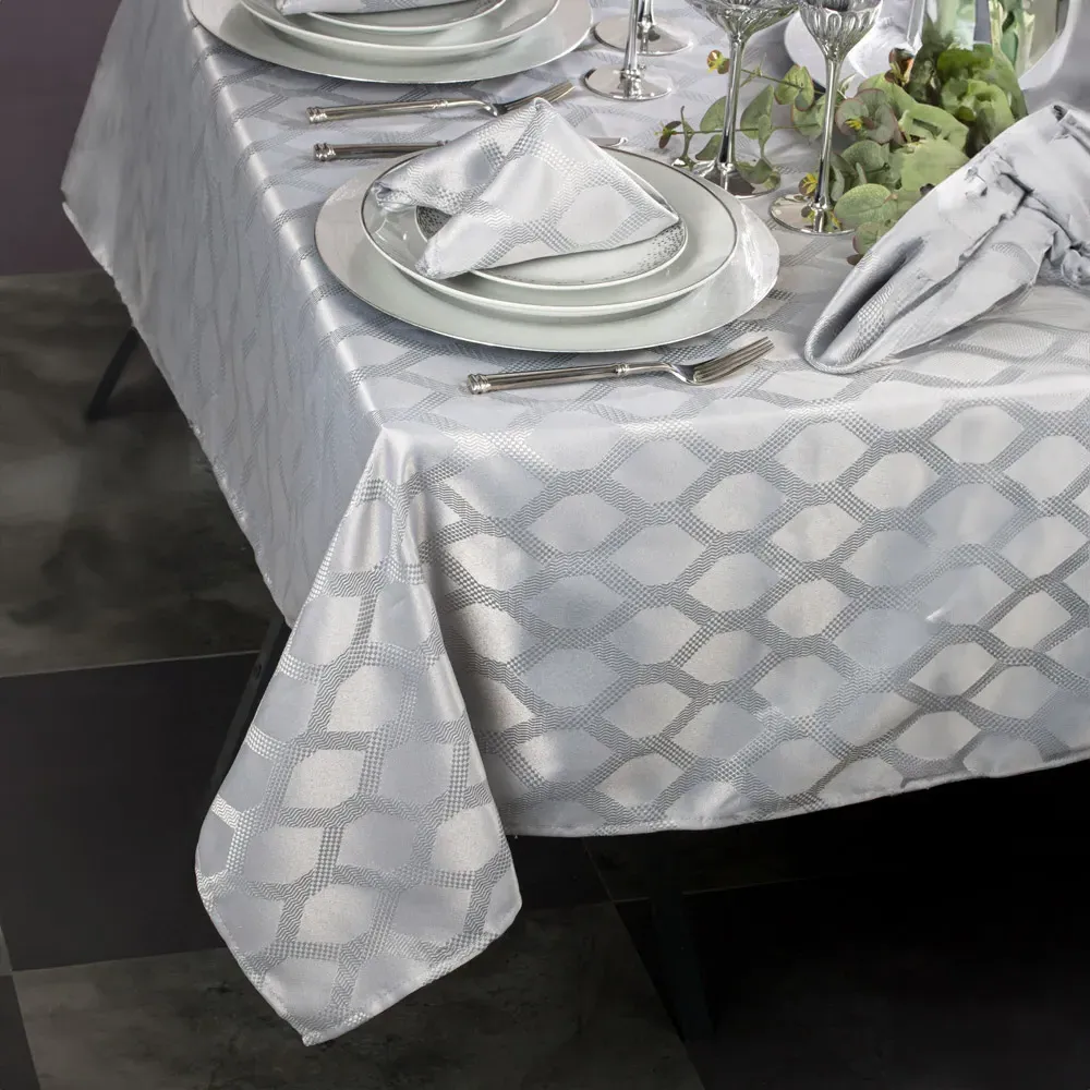 Geo Rectangle Tablecloth Set - Silver