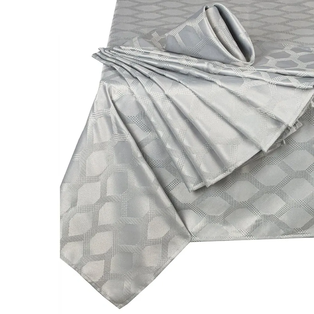 Geo Rectangle Tablecloth Set - Silver