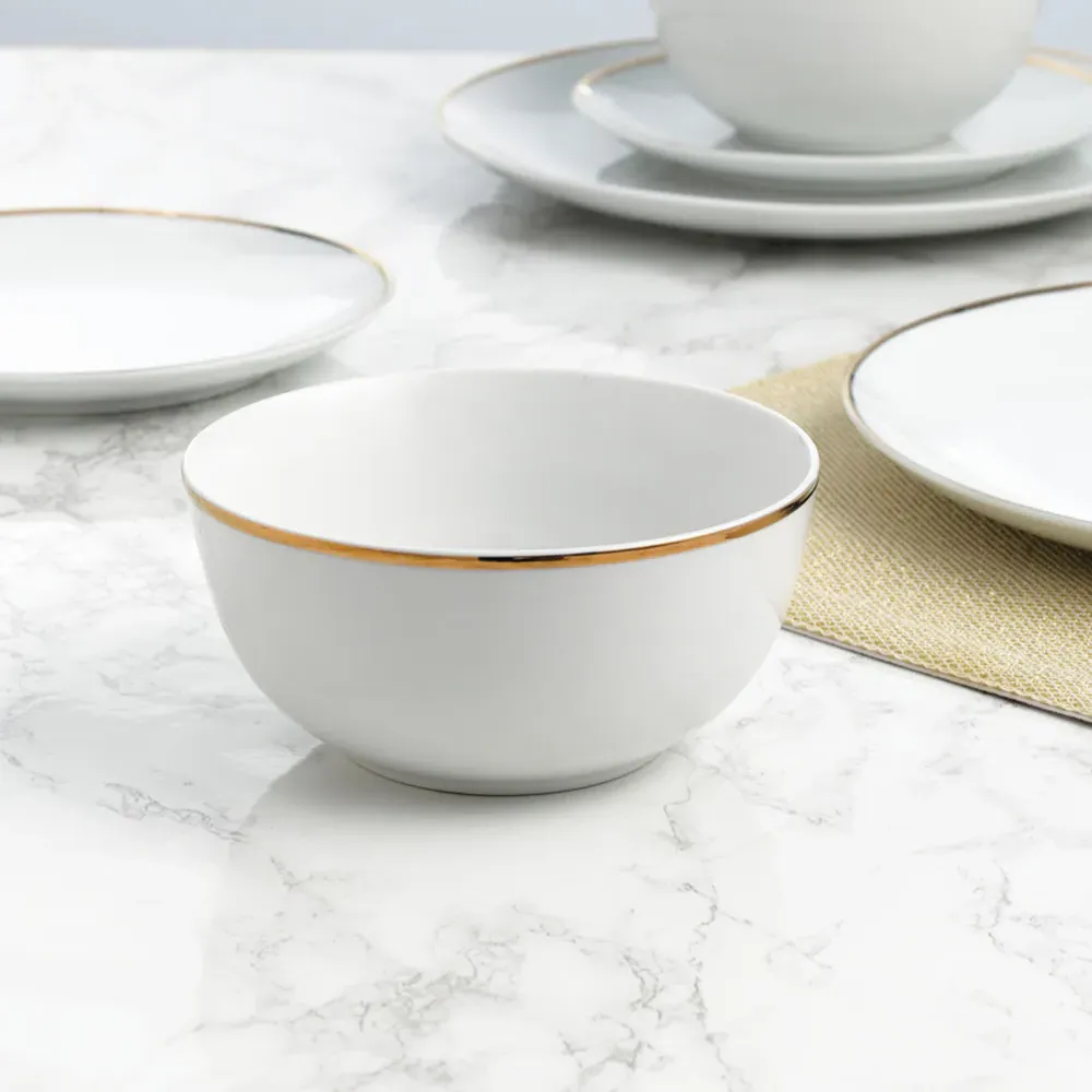 Gold Line 12 Piece Dinner Set - White, Porcelain