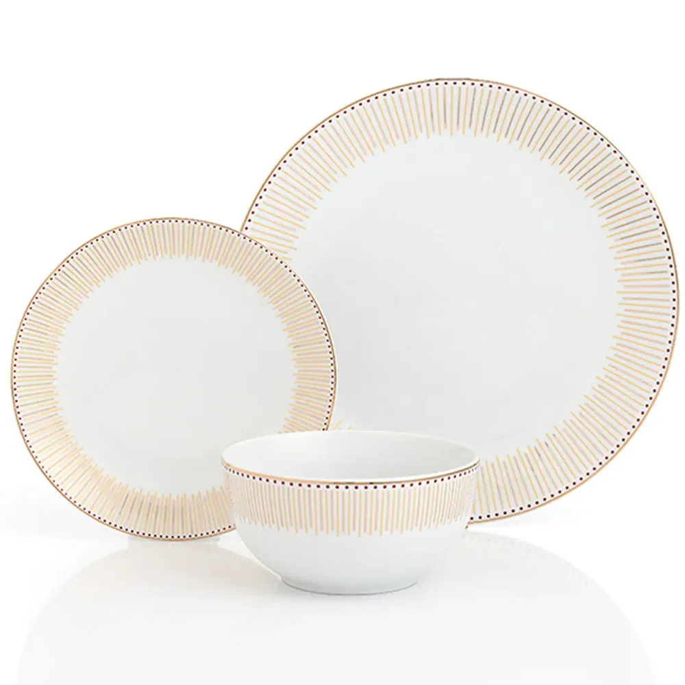 Gold Radiance 12 Piece Dinner Set - Gold, Porcelain