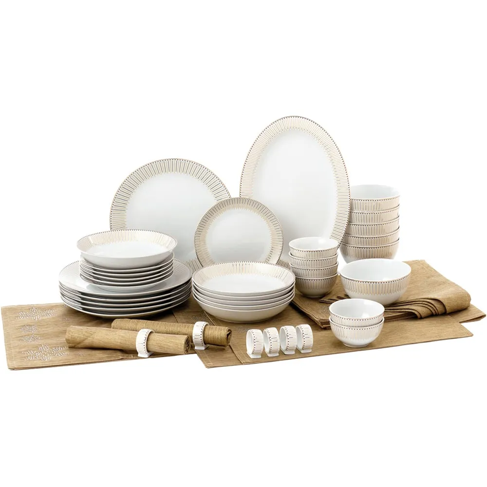 Gold Radiance 50 Piece Dinner Set - Gold, Porcelain