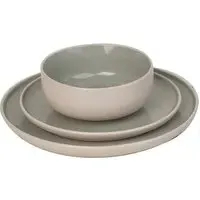Green and Cream Dual Tone 12 Piece Dinner Set - Green