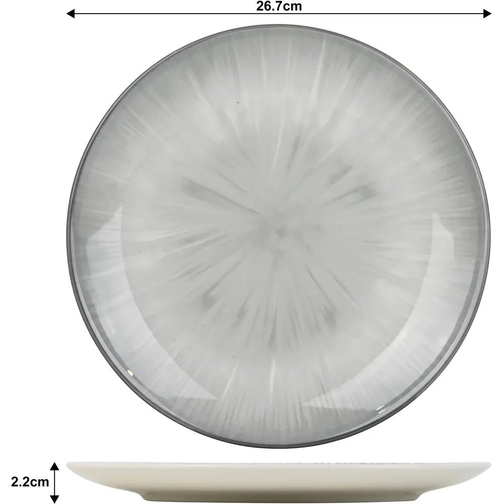 Grey Star Reactive 12 Piece Dinner Set - Grey, Porcelain