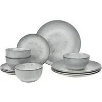 Grey Star Reactive 12 Piece Dinner Set - Grey, Porcelain