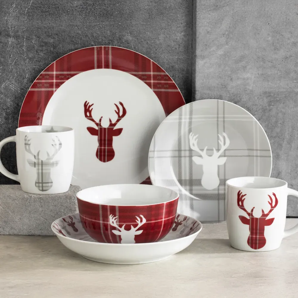 Highland Stag 30 Piece Dinner Set - Multi, Porcelain