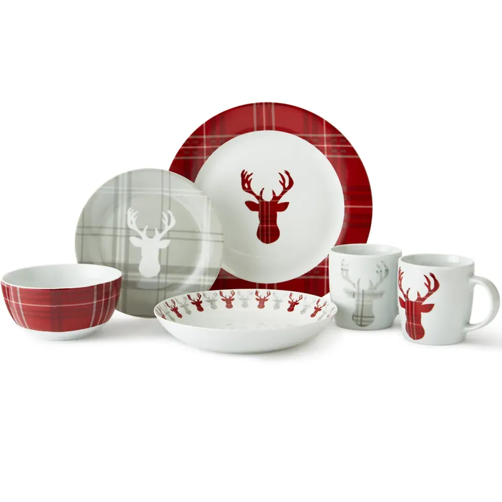 Highland Stag 30 Piece Dinner Set - Multi, Porcelain