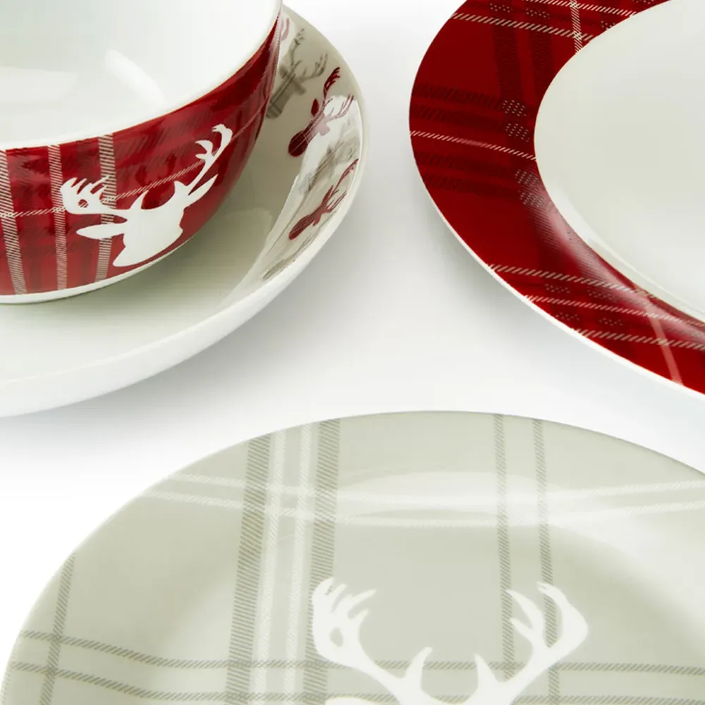 Highland Stag 30 Piece Dinner Set - Multi, Porcelain