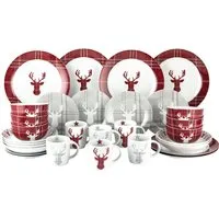 Highland Stag 30 Piece Dinner Set - Multi, Porcelain