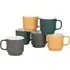 Matt Ribbed Mugs Set of 6 - Multi, Stoneware