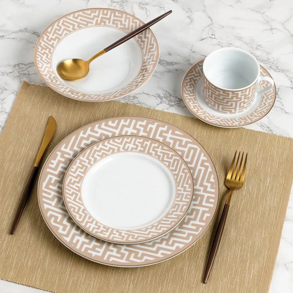 Mosaic 20 Piece Dinner Set - Cream, Porcelain