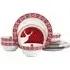 Nordic Reindeer 12 Piece Dinner Set - Red, Porcelain
