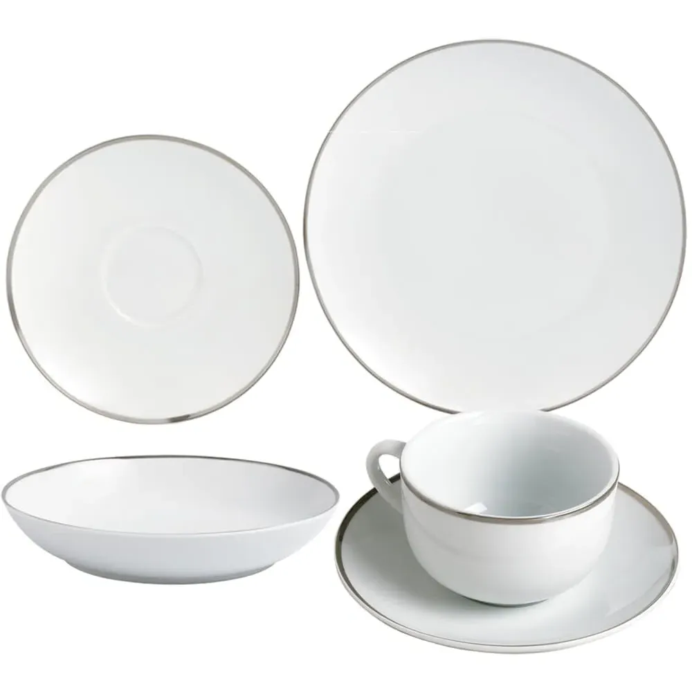 Platinum Band 30 Piece Dinner Set - White, Porcelain image