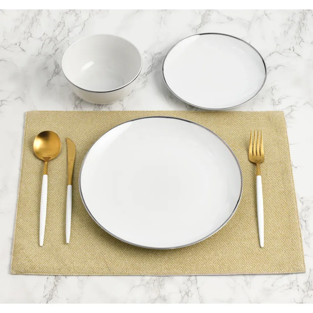 Platinum Line 12 Piece Dinner Set - White, Porcelain