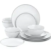Platinum Line 12 Piece Dinner Set - White, Porcelain