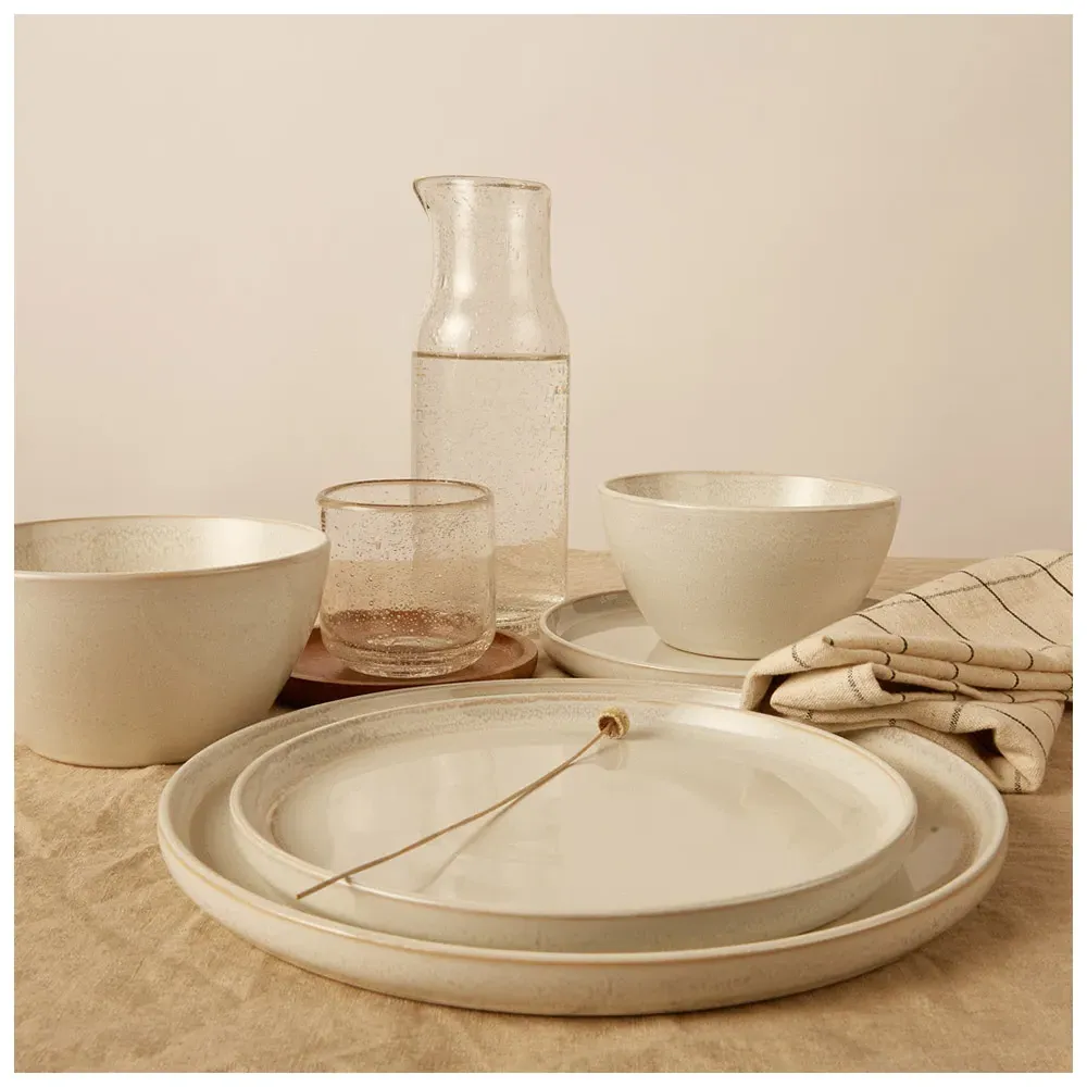 Reactive Glaze 12 Piece Dinner Set - White, Stoneware