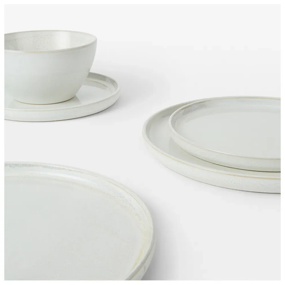 Reactive Glaze 12 Piece Dinner Set - White, Stoneware