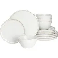 Reactive Glaze 12 Piece Dinner Set - White, Stoneware