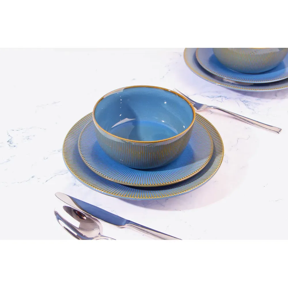 Reactive Glaze 16 Piece Dinner Set - Blue, Porcelain