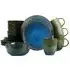 Reactive Glaze 16 Piece Dinner Set - Blue, Porcelain