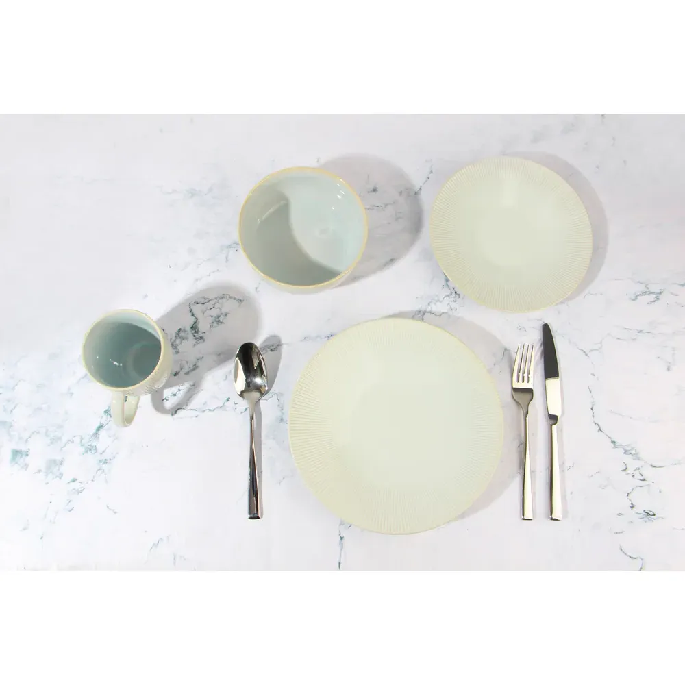 Reactive Glaze 16 Piece Dinner Set - Cream, Porcelain