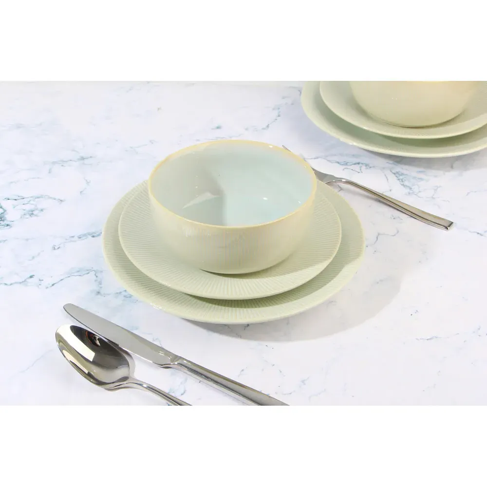 Reactive Glaze 16 Piece Dinner Set - Cream, Porcelain