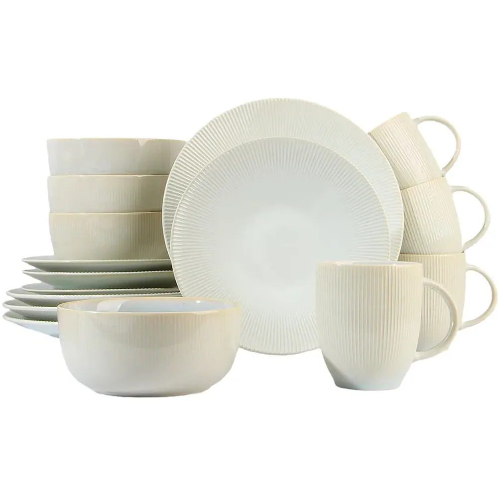 Reactive Glaze 16 Piece Dinner Set - Cream, Porcelain