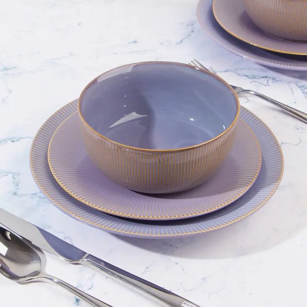 Reactive Glaze 16 Piece Dinner Set - Purple, Porcelain