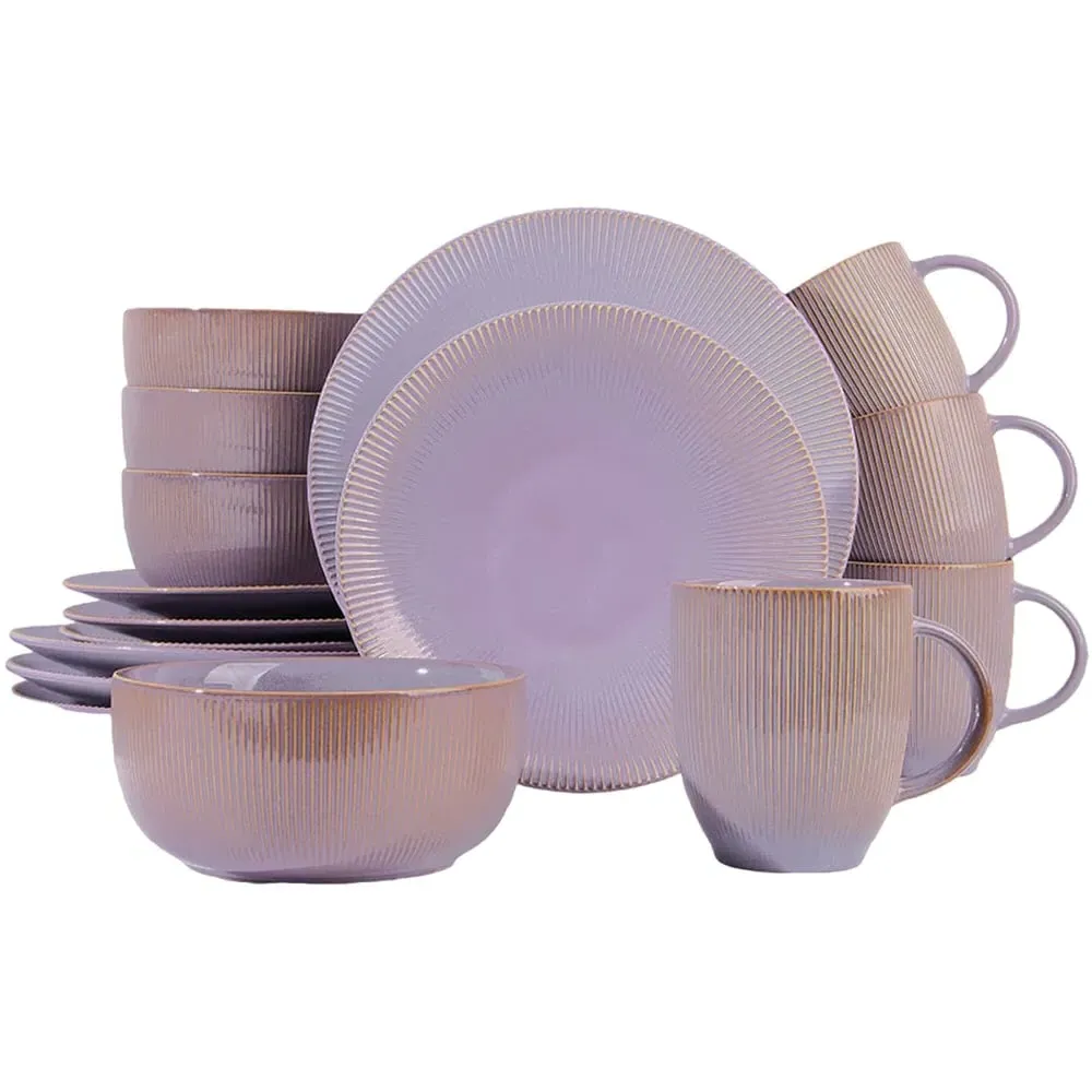 Reactive Glaze 16 Piece Dinner Set - Purple, Porcelain