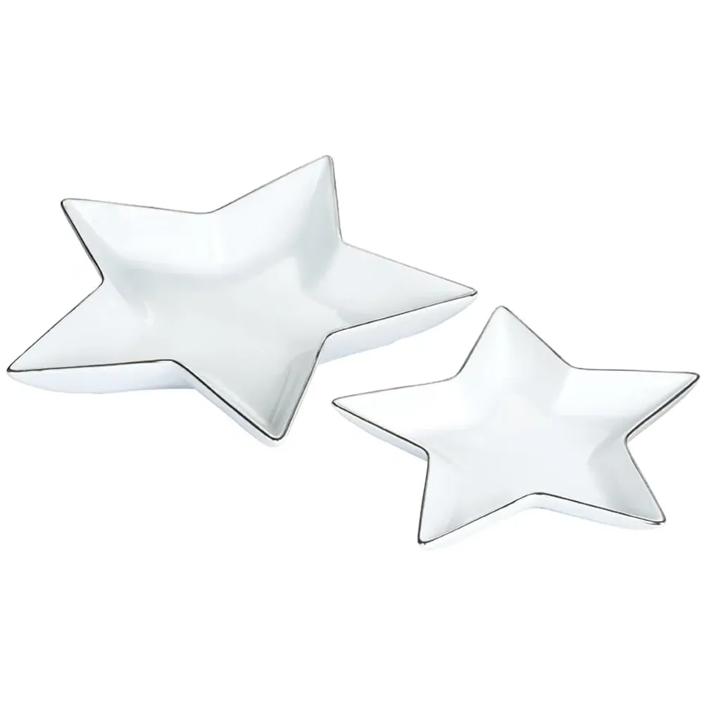 Set of 2 Star Plates with Platinum Rim - White image