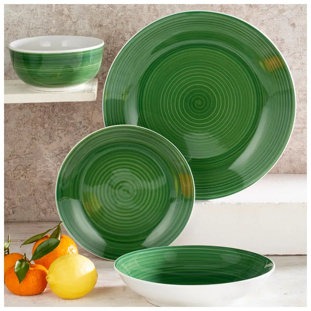 Spinwash 16 Piece Dinner Set - Forest Green, Porcelain