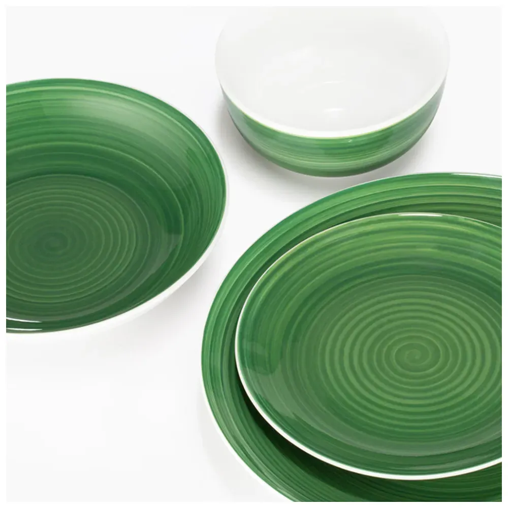 Spinwash 16 Piece Dinner Set - Forest Green, Porcelain