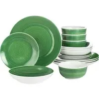 Spinwash 16 Piece Dinner Set - Forest Green, Porcelain