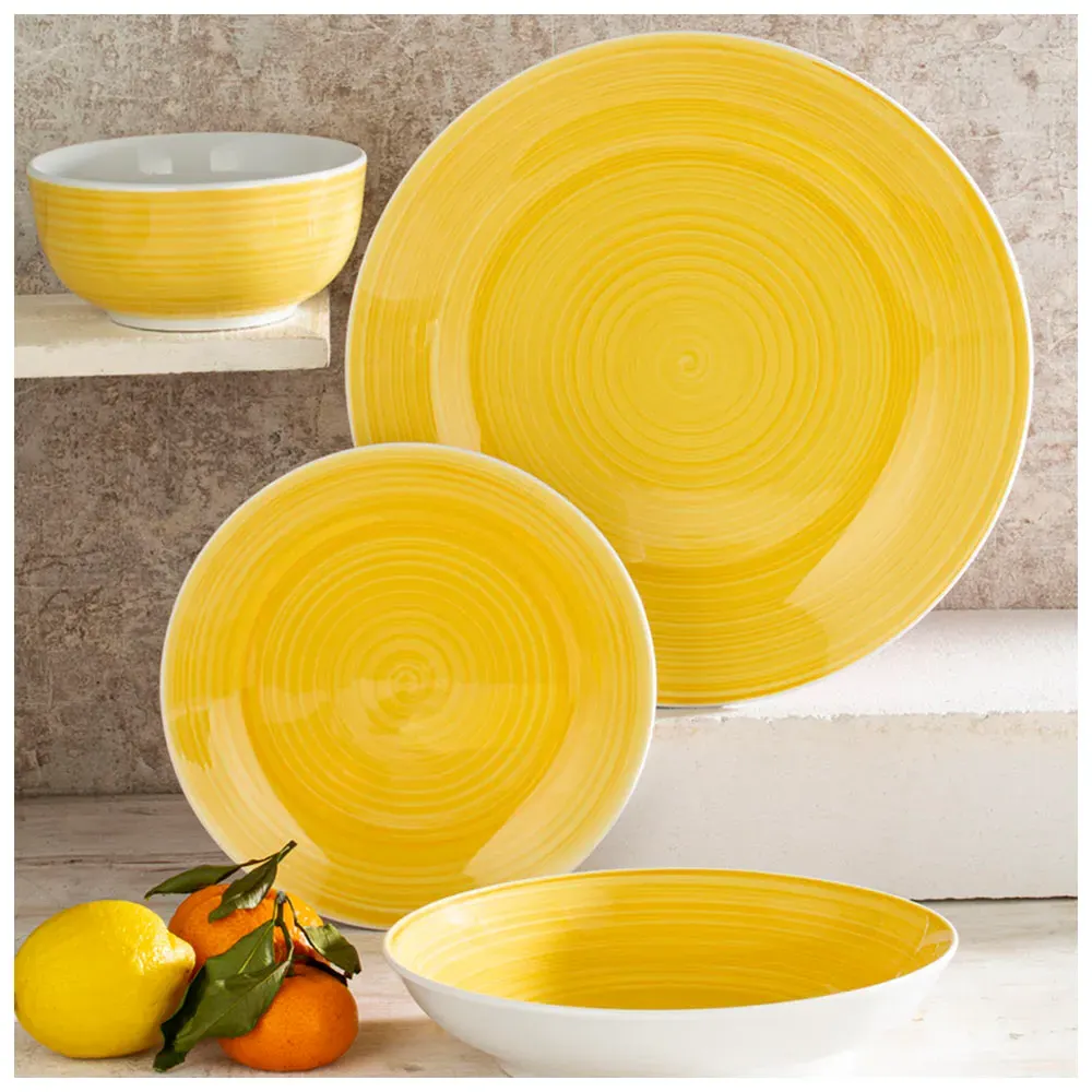 Spinwash 16 Piece Dinner Set - Sunshine Yellow, Porcelain