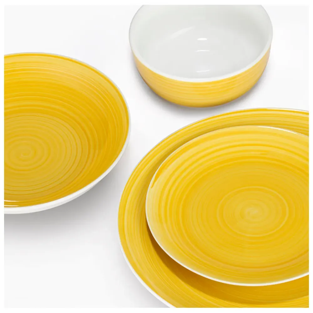 Spinwash 16 Piece Dinner Set - Sunshine Yellow, Porcelain